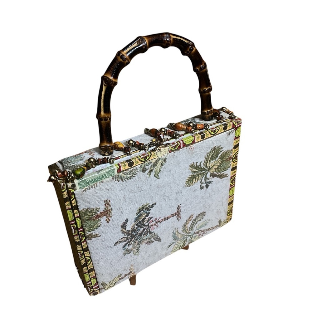 Cigar box white green yellow ladies purse handmade